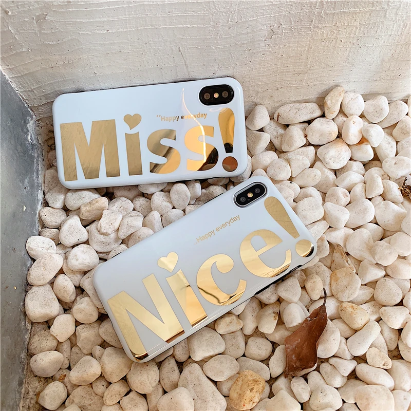 white gold stamping NICE MISS soft shell phone Case For Apple iphone 6 6s 7 8 Plus X XS XR MAX |