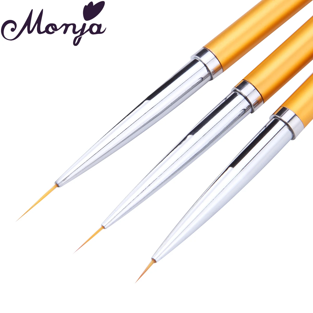 Monja 3 шт./компл. Nail Art 5/7/11 мм золотая металлическая ручка полосатые линии лайнер