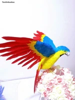 large 42x60cm spreading wings parrot beautiful feathers blue red parrot bird hard modelgarden decoration ornaments gift s1447