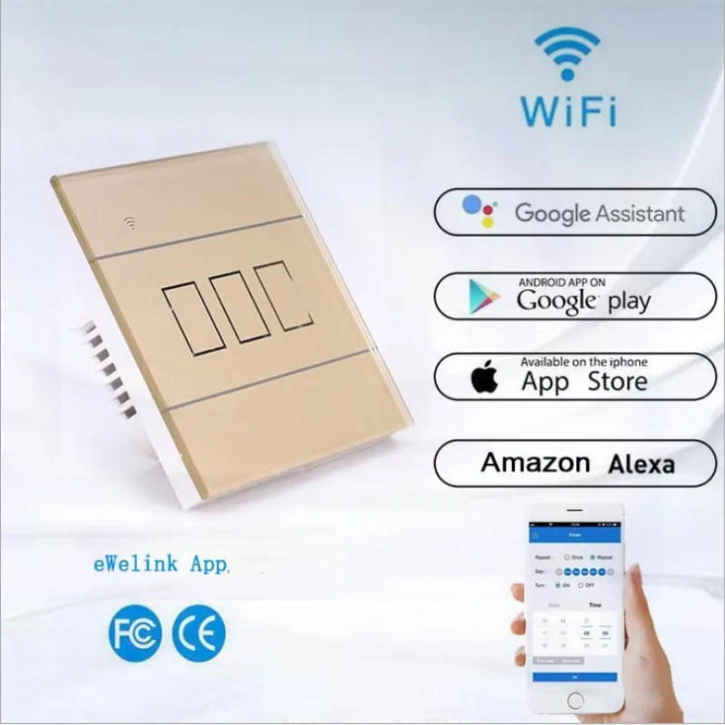 Беспроводной Wifi умный Переключатель ЕС/Великобритания 3 банды приложение