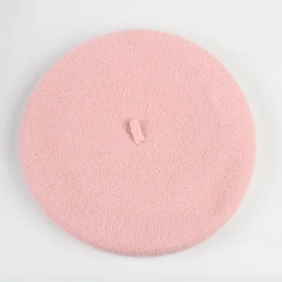 pink 12 Классическая шерсть Дети Унисекс l теплый Берет шапочка шапка осенне-зимние шапки boina feminina - Цвет: pink 12