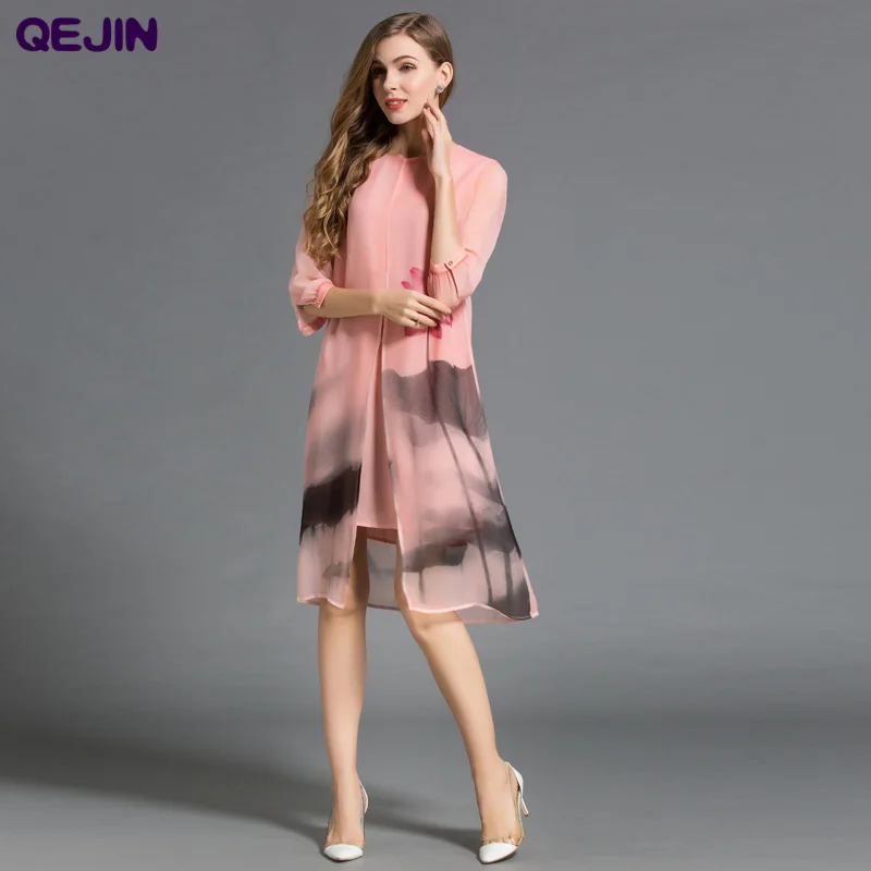 Женские платья 2018 летние из натурального шелка высококачественные мягкие