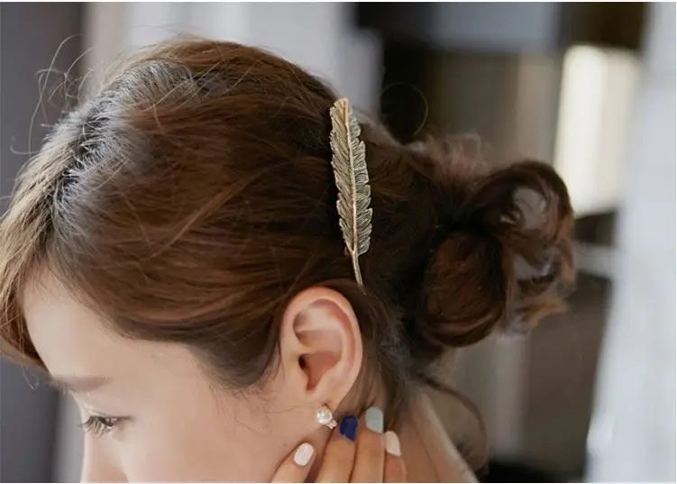 Женская заколка пряжка Zoeber металлическая форма листа с кристаллами и жемчугом