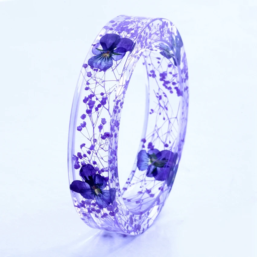 Ручной работы фиолетовые цветы браслеты Круглые ручной прозрачные женские для