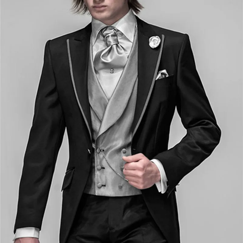 

2017 New Arrival black Groom Tuxedo Groomsmen Wedding Dinner Evening Suits Best Man Bridegroom suit (Jacket+Pants+Tie+Vest)