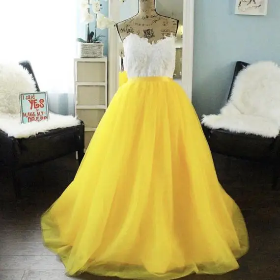 Женская фатиновая юбка-пачка на свадьбу желтые вечерние трапециевидные юбки