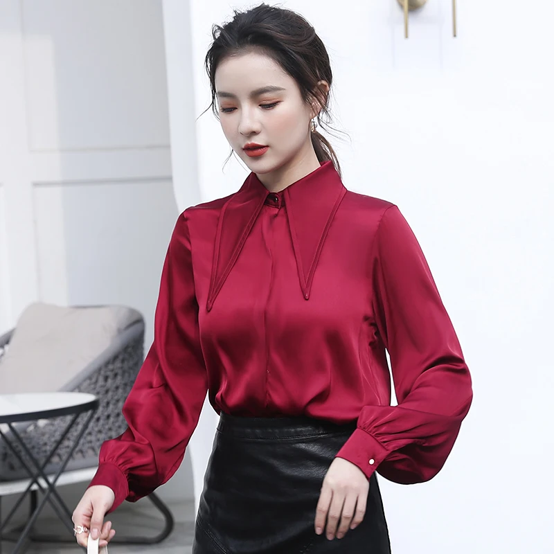 Шифоновая женская блузка с длинными рукавами рубашка фонариками новинка весны