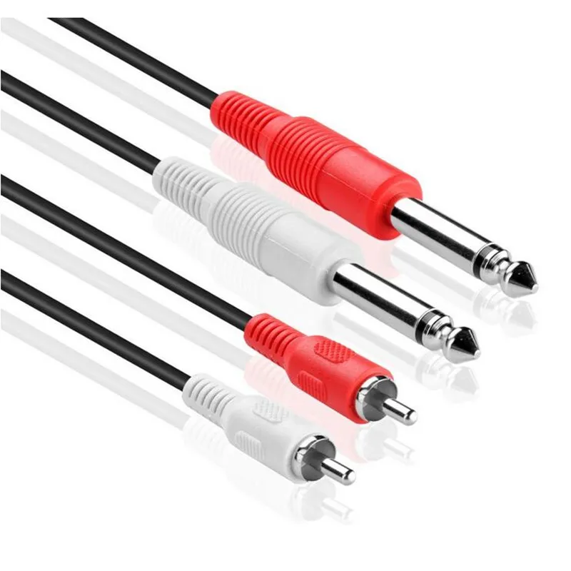 LBSC Премиум Двойной 1/4 дюйма на двойной RCA аудио кабель-папа 6 35 мм &quotPhono Mono разъем