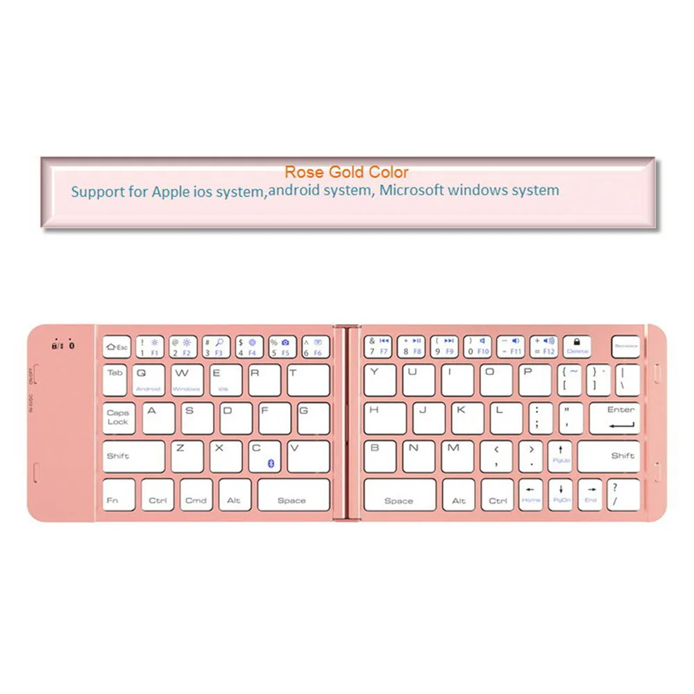 Rose Gold Kemile складной портативный универсальный беспроводной Bluetooth 3,0 клавиатура для ipad 9,7 Складная маленькая клавиатура для IOS - Цвет: Rose Gold