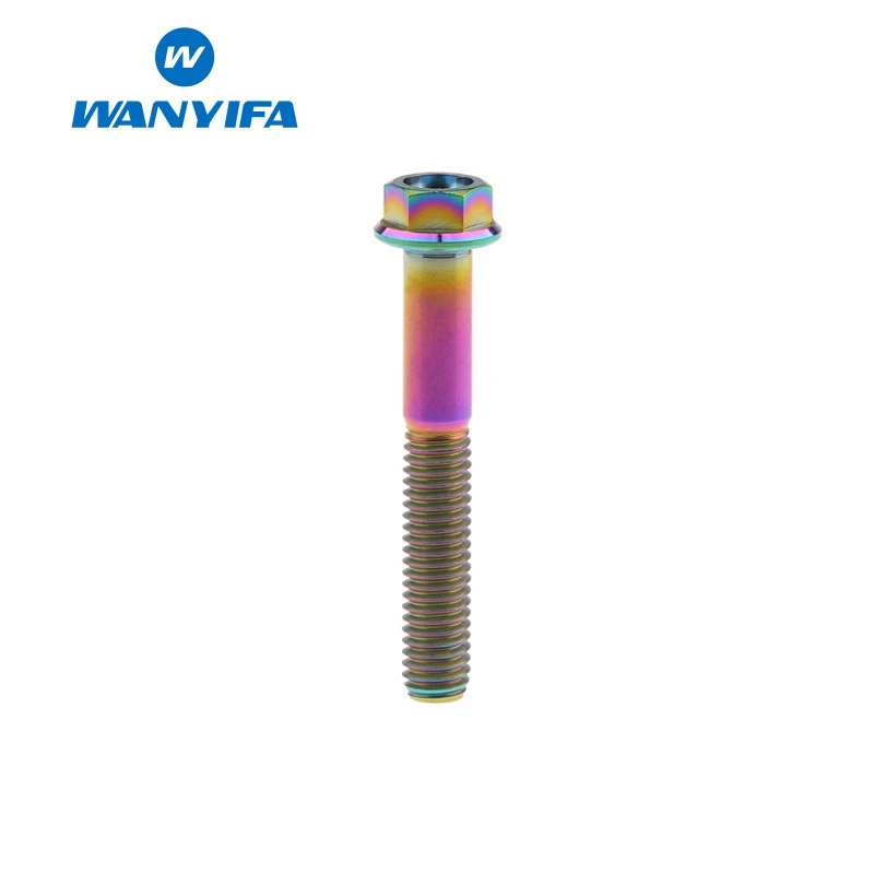 M6x40 Wanyifa M6x10 15 20 25 30 35, 40 45 50 55 60 65 70 75 80 90 мм с коротким фланцем Головкой Винт С Титановым болтом для велосипедного тормоза Радуга - Цвет: M6x40