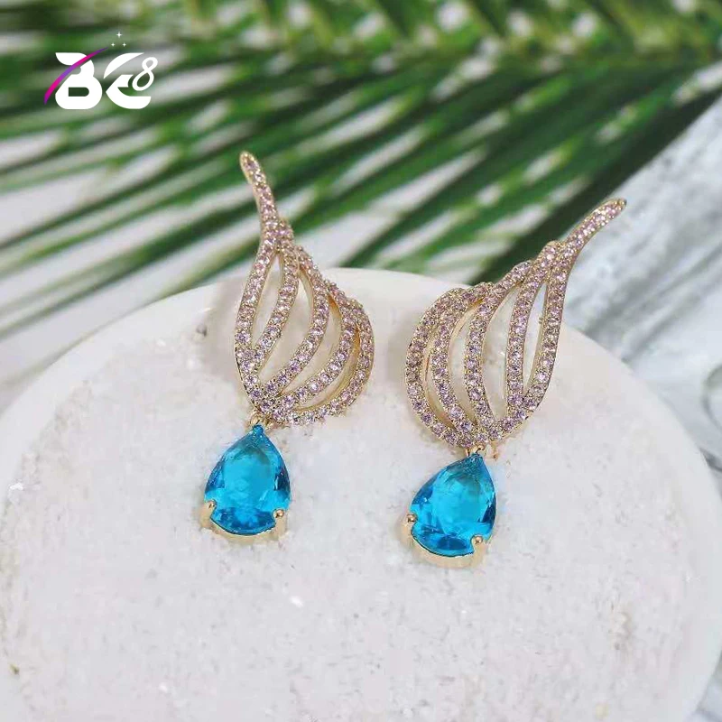 

Be 8 New Elegant Evening Dinner Part Wedding Jewelry AAA CZ Drop Earring Angle Wing Shape Statement Earring for Women Gift E774