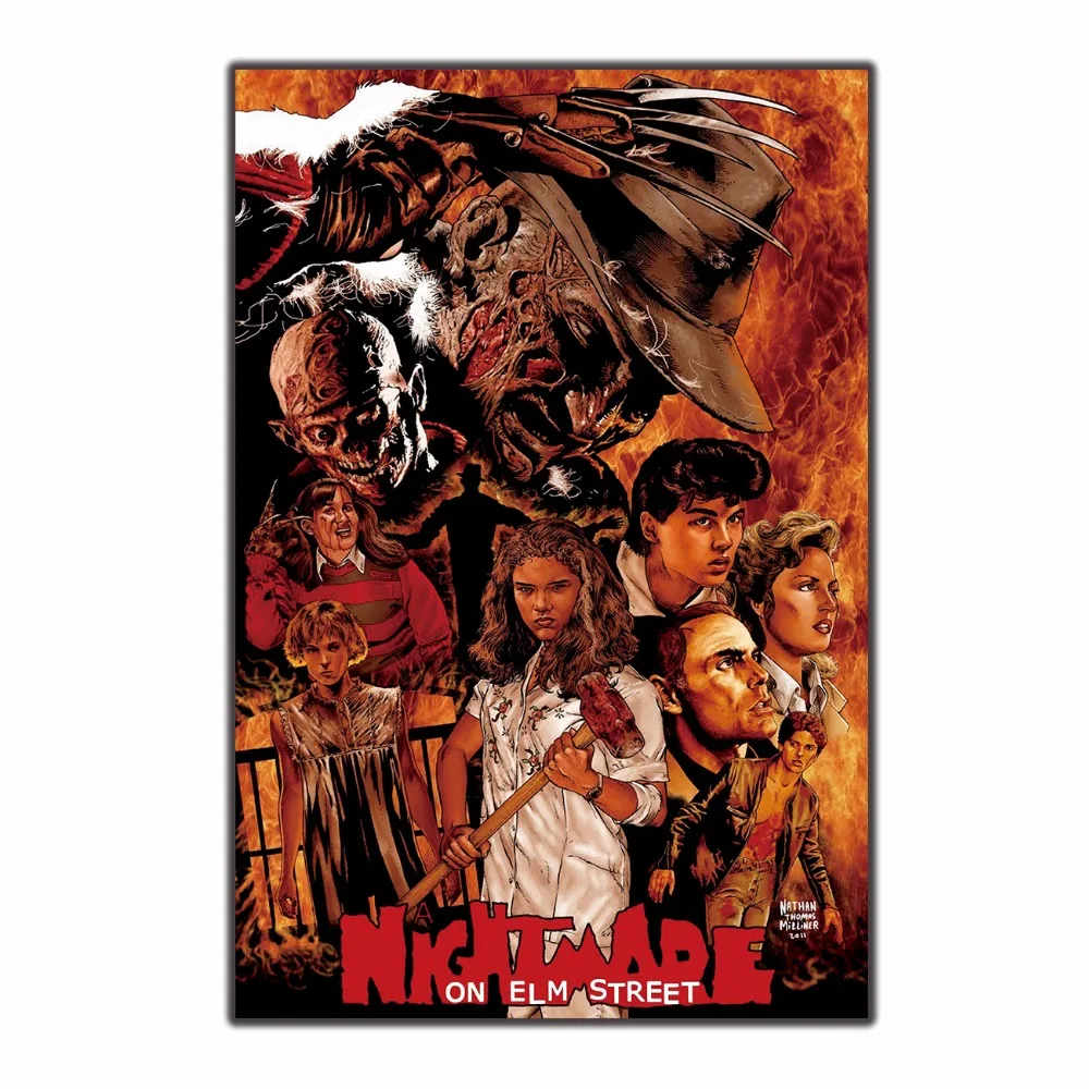 Искусство Шелковый плакат &quotКошмар на улице Вязов&quot США ужас Movie12x18 24x36 стены