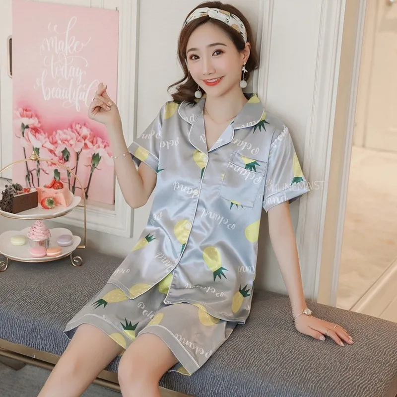 Женский пижамный комплект шелковая одежда для сна из искусственного шелка брюки