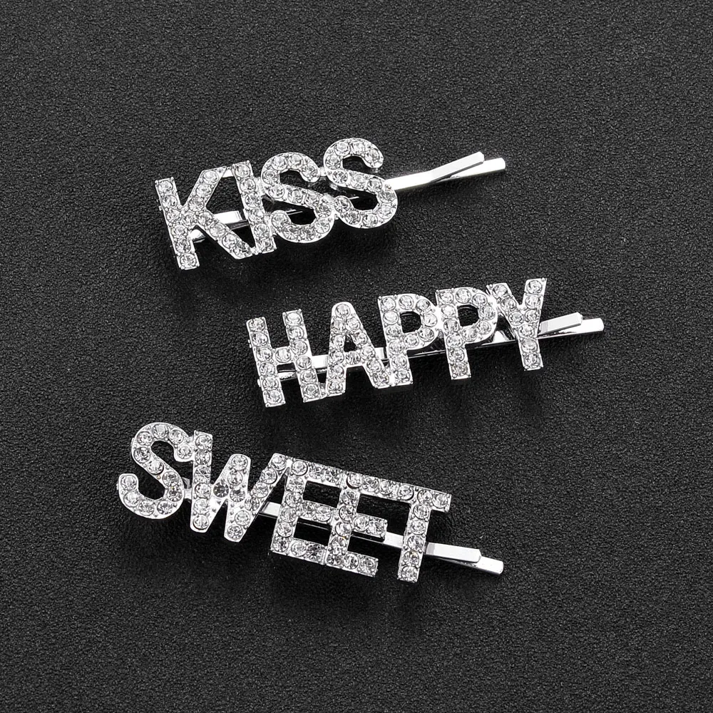 DANZE 1 шт./компл. новые модные заколки для волос HAPPY GIRLS с кристаллами и буквами