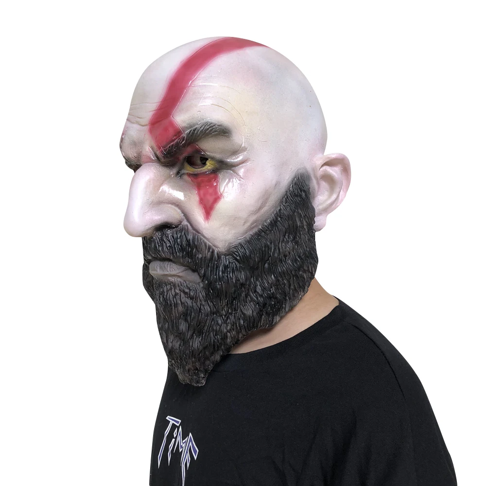 Игра Бог войны 4 маска с бородой Косплей Kratos ужас латексные маски Шлем Хэллоуин