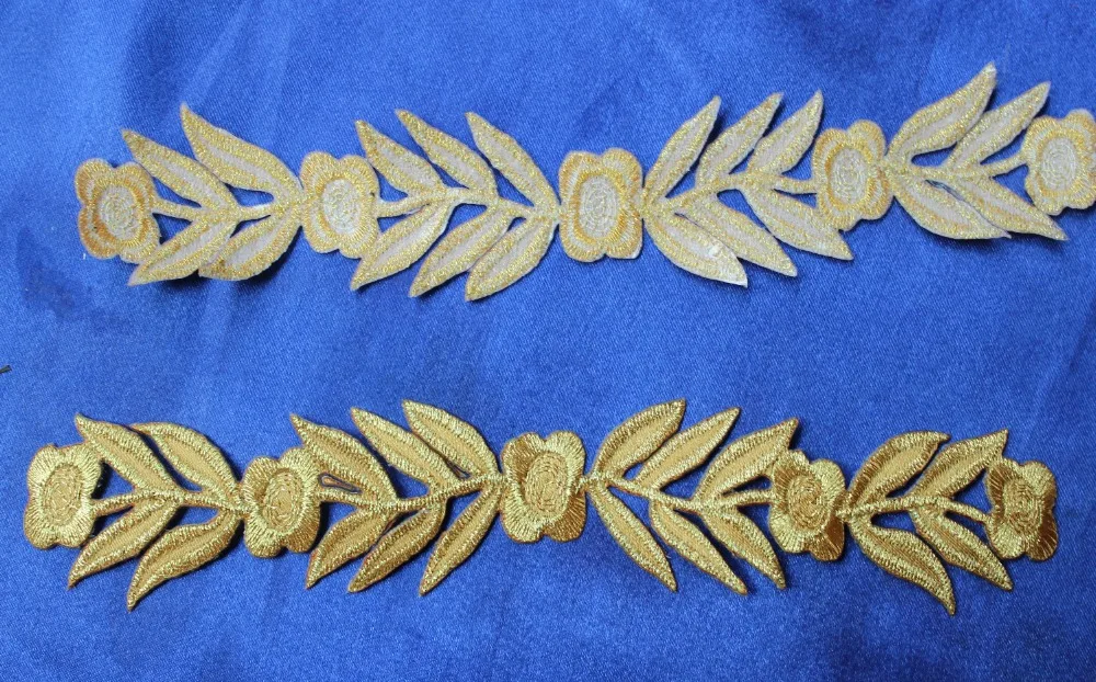 YACKALASI 10 шт./лот 3d Цветочные аппликации с вышивкой золотом 3 5*19 см|floral applique|iron appliquegold