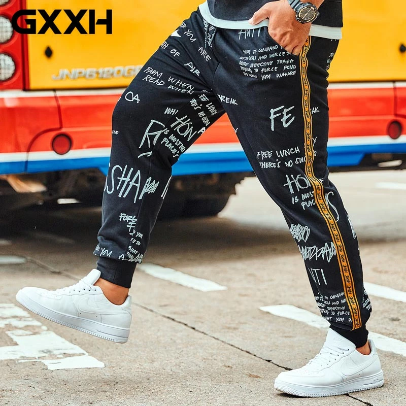 GXXH Tide Брендовые мужские модные брюки большого размера для полных парней мужские повседневные штаны с буквенным принтом Мужские штаны для бега размера плюс 300 фунтов
