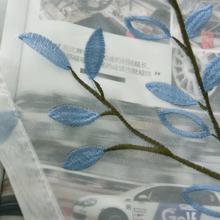 Современные шторы из тюля для спальни гостиной роскошное синее растение