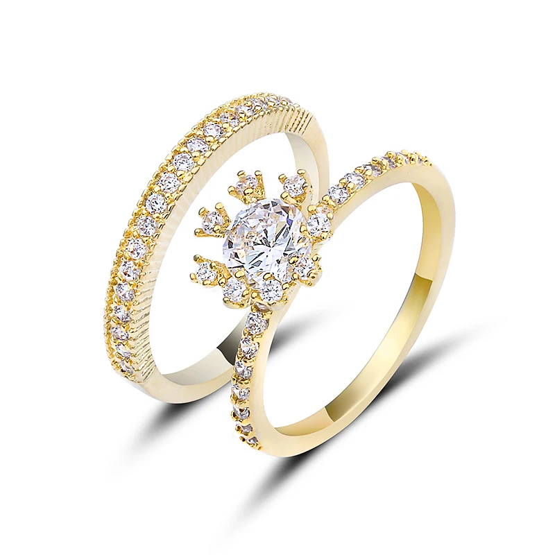 Новое поступление, 1 комплект, кольцо, белый циркон, кольца для женщин и мужчин, позолота, модное, обручальное кольцо, простое ювелирное изделие