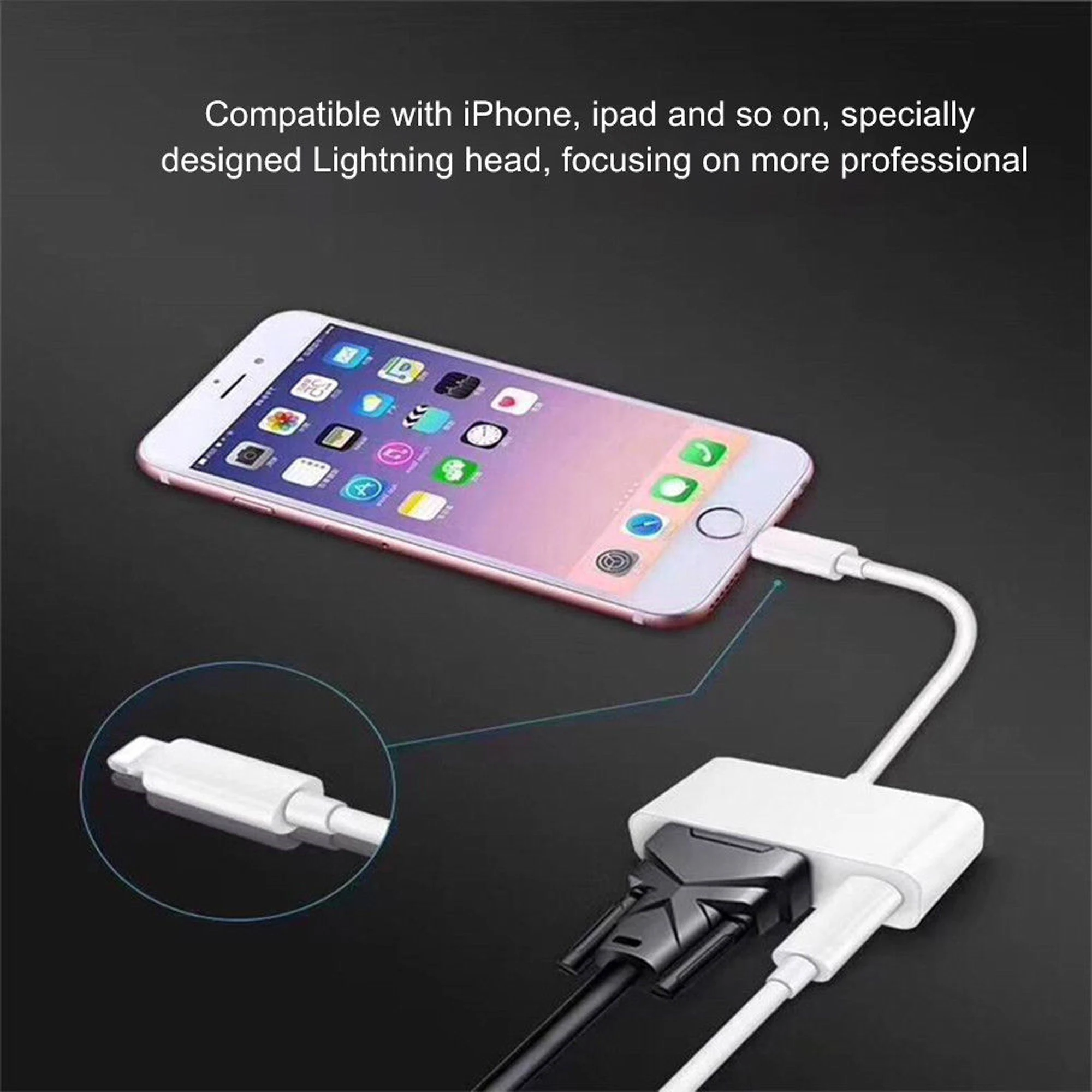 Горячая продажа конвертер для Lightning HDMI vga разъем аудио кабель переходник