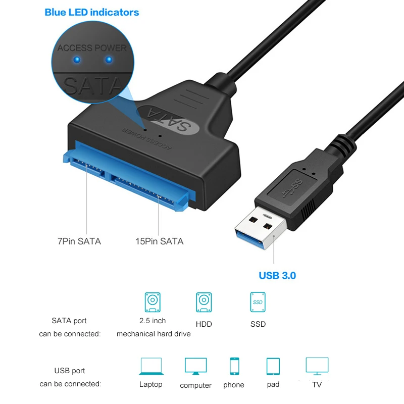 Ingelon адаптер Sata USB 3 0 кабель для жесткого диска до 6 Гбит/с Поддержка 2 5 ''SSD HDD