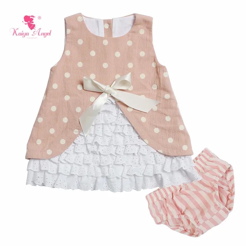 

Kaiya Angel 2019 New Summer Toddler Girl Children Kids Princess Style Bow Polka Dots Ruched Sleeveless Baby Factory Wholesale