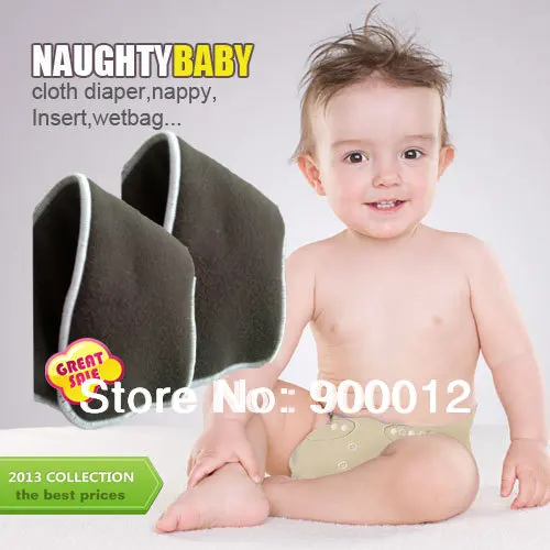 Free Shipping Naughty Baby Charcoal Bamboo Changing Pad 150pcs 5 Layers(3+2) Reusable Baby Cloth Diaper pads Nappy Inserts