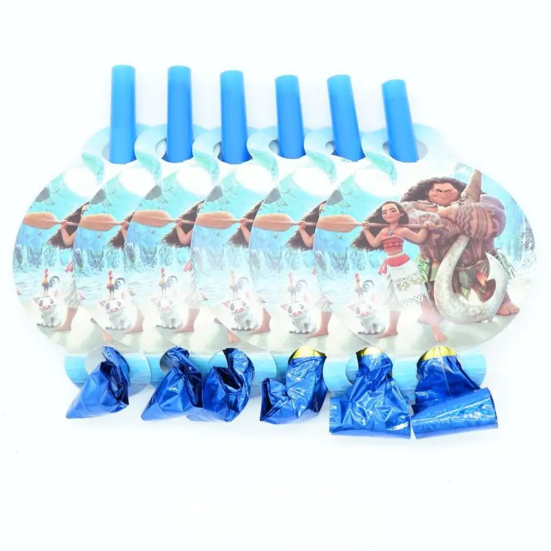 Blowout 6pcs Мультфильм Моана товары для вечеринки Дети День Рождения Салфетка бумажные тарелки стаканчики соломенная табличка флаг/плакат с приглашением карты попкорн коробка - Цвет: Blowout 6pcs