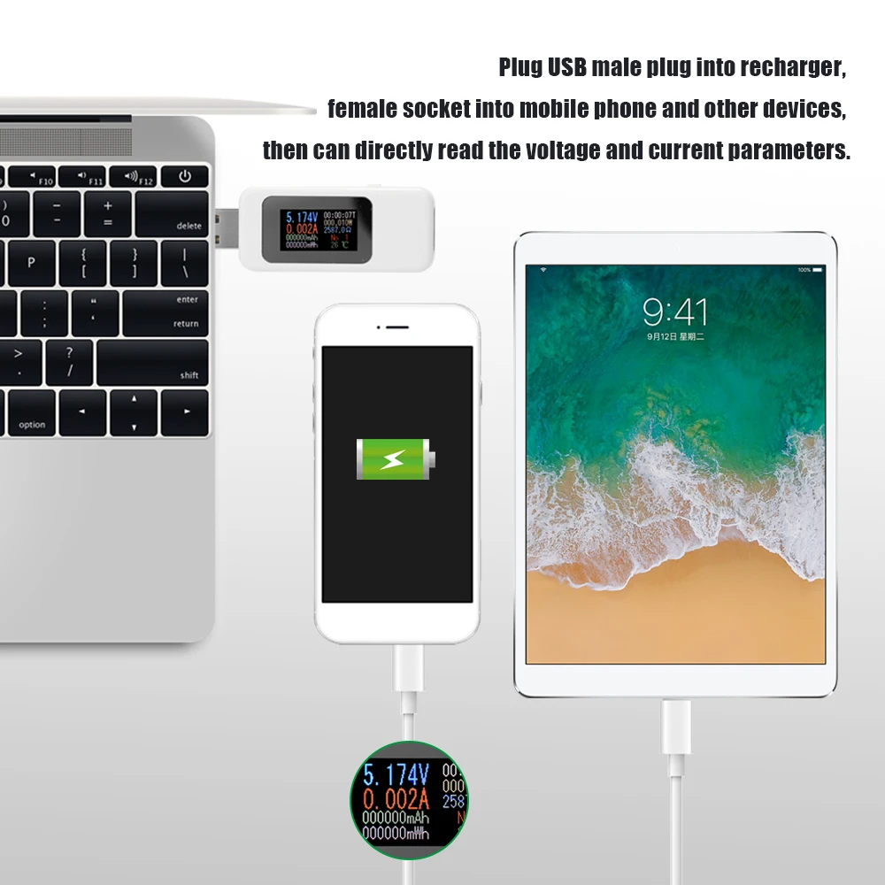 USB-тестер Meterk цифровой ЖК-дисплей тестер напряжения и тока USB зарядное устройство
