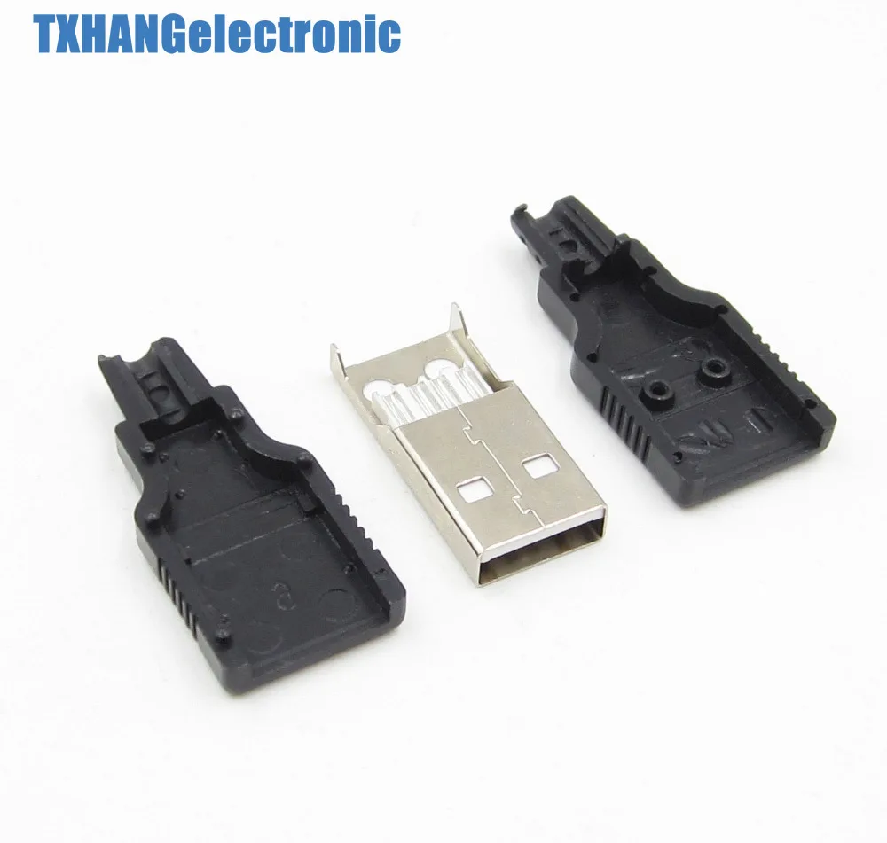 10 шт. USB2.0 Тип-вилка стандарта США 4-контактный разъем адаптера Contor jack &amp Черный