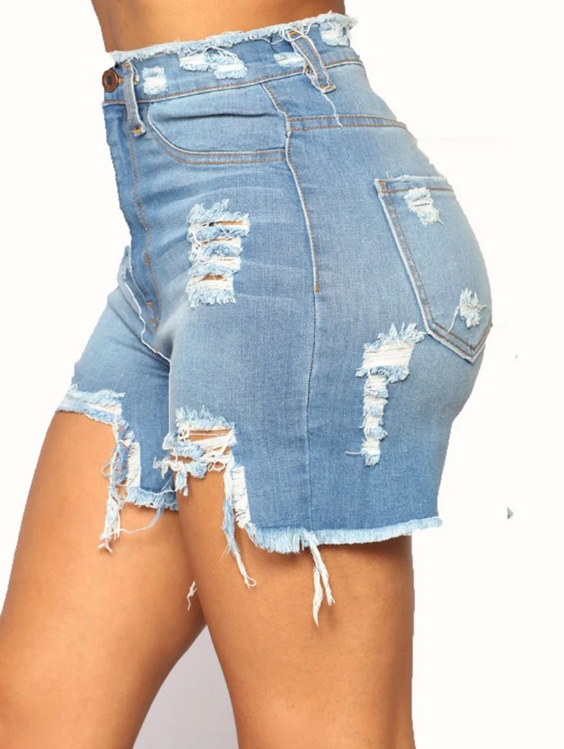 SUMMER FASHION sexy Jeans Women mid Waist Skinny Pencil Denim Pants Stretch washed women ripped hole shorts slim fit | Женская одежда