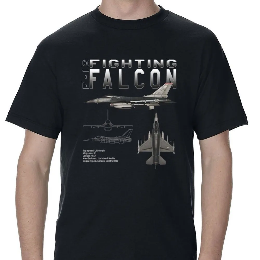 Мужские футболки мода 2019 Харадзюку хип хоп бренд F 16 Fighting Falcon схематическая