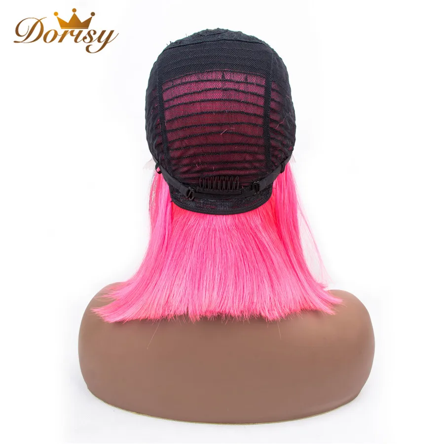 Короткие парики из человеческих волос цветной Ombre 1B/розовый кружевной парик для