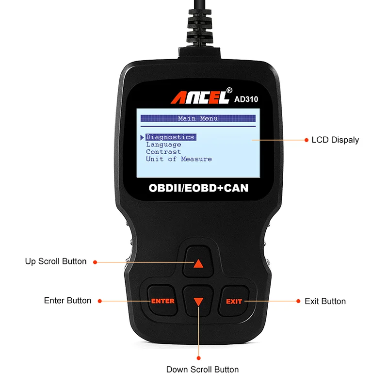 Ансель AD310 OBDII Универсальный Авто Scannner код читателя диагностический сканер