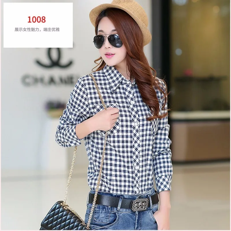 2017 spring autumn wear hair long sleeve plaid shirt leisure students render cotton C3 |