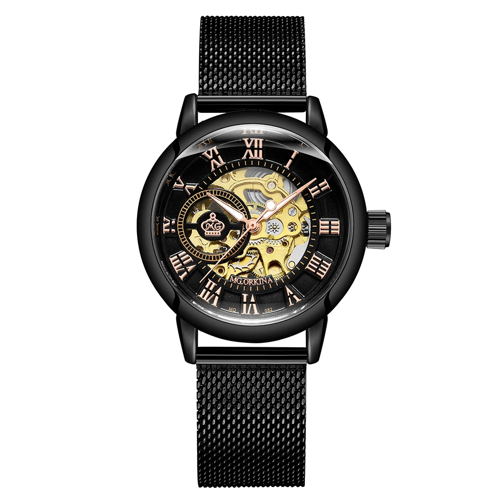 Классические модные черные женские механические наручные часы Reloj Mujer Новые