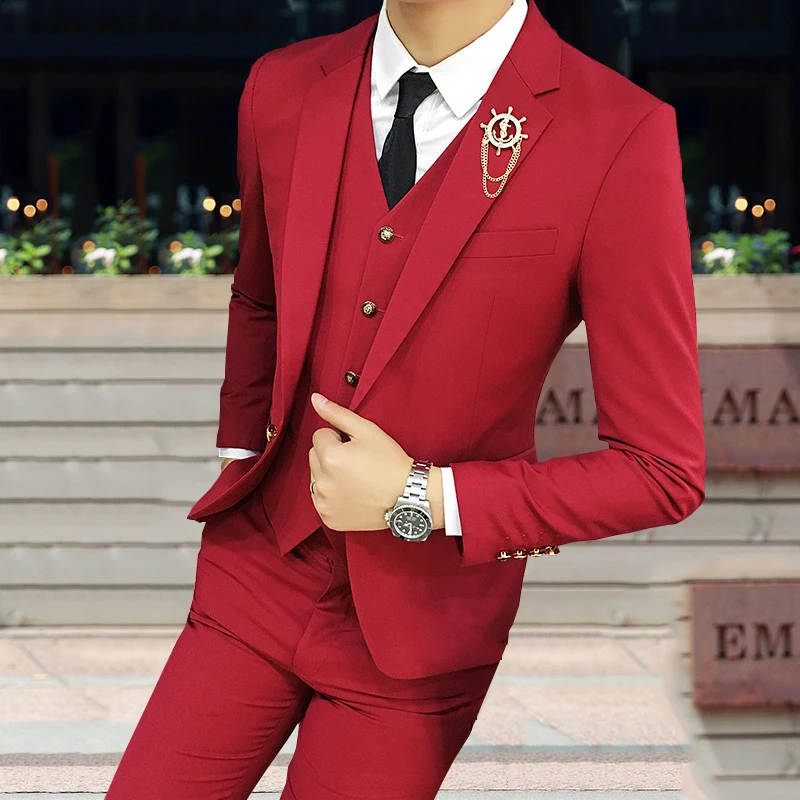 Брюки + куртка жилет мужские костюмы повседневные Костюмы маленький костюм