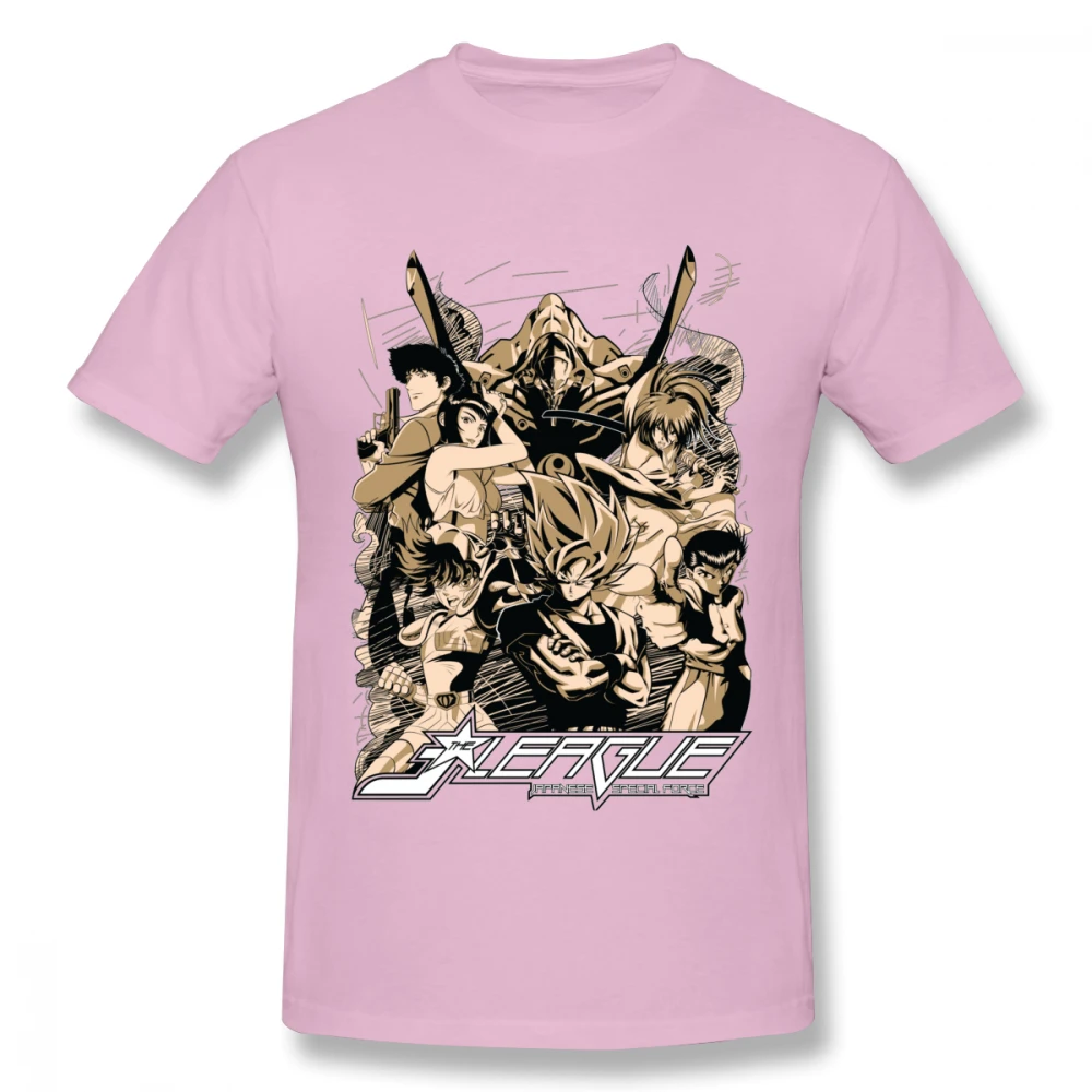 Ретро дизайн японского аниме Sainte Seiya Son Goku ковбой Bebop Himura Kenshin YuYu Hakusho футболка Классическая футболка с героями мультфильмов - Цвет: Розовый