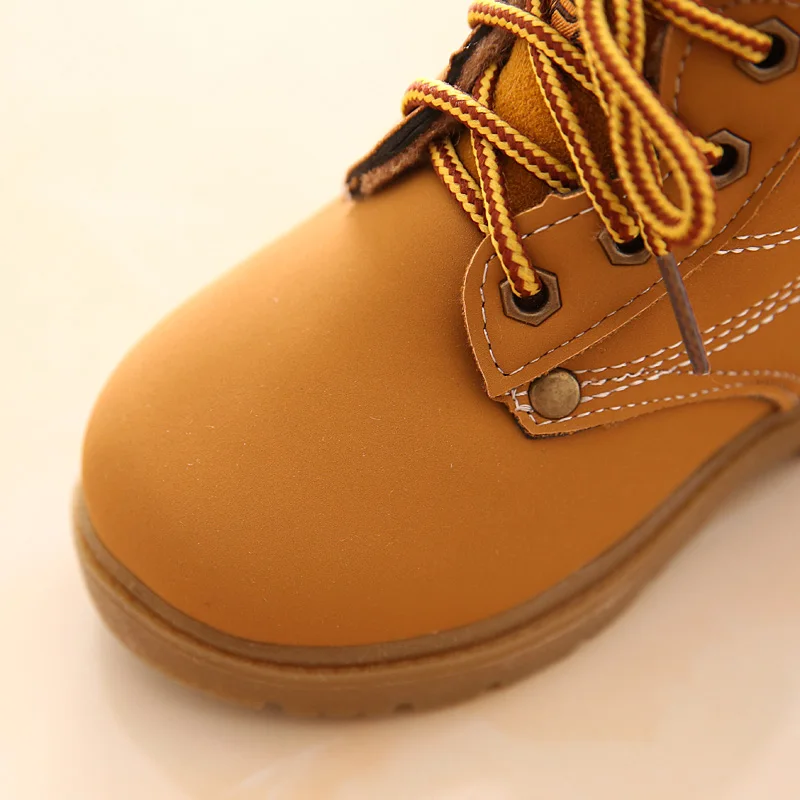 Удобные детские зимние кожаные ботинки для девочек теплая обувь мальчиков