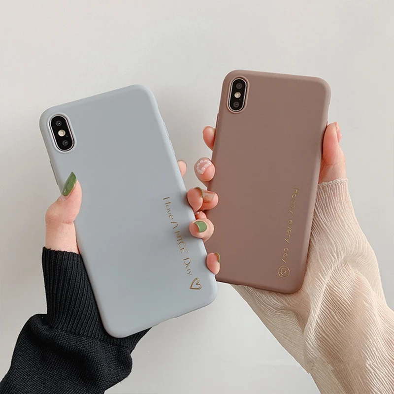 Коричневый простой бронзирующий чехол для телефона с буквенным принтом iphone 6 6s 7 8