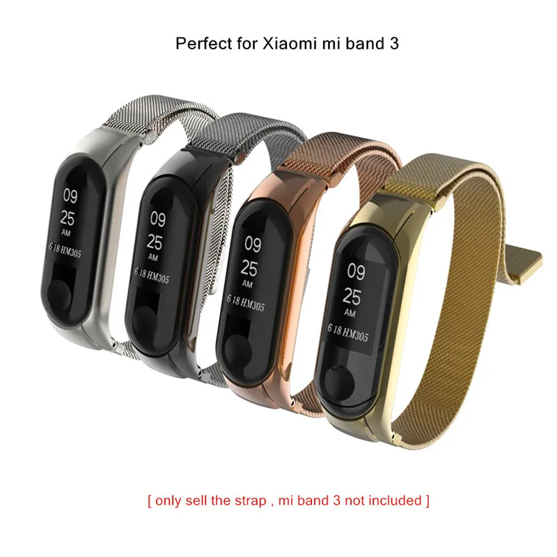 Миланский ремешок для Xiaomi Mi Band 3 магнитный металлический сетчатый стальной