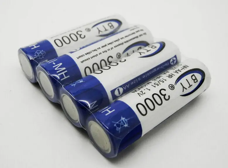 Высококачественные перезаряжаемые батареи AA 3000 8 X BTY Ni MH 1 2 V 2A батареи|battery a|battery