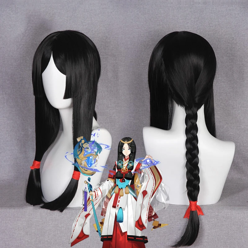 Парик для косплея игры Onmyoji Yaobikuni парик длинный черный прямой синтетический