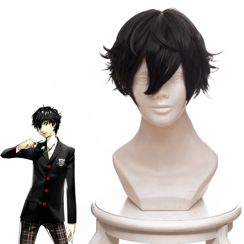 Аниме игра Persona 5 коричневый короткий кудрявый парик для студенческой вечеринки