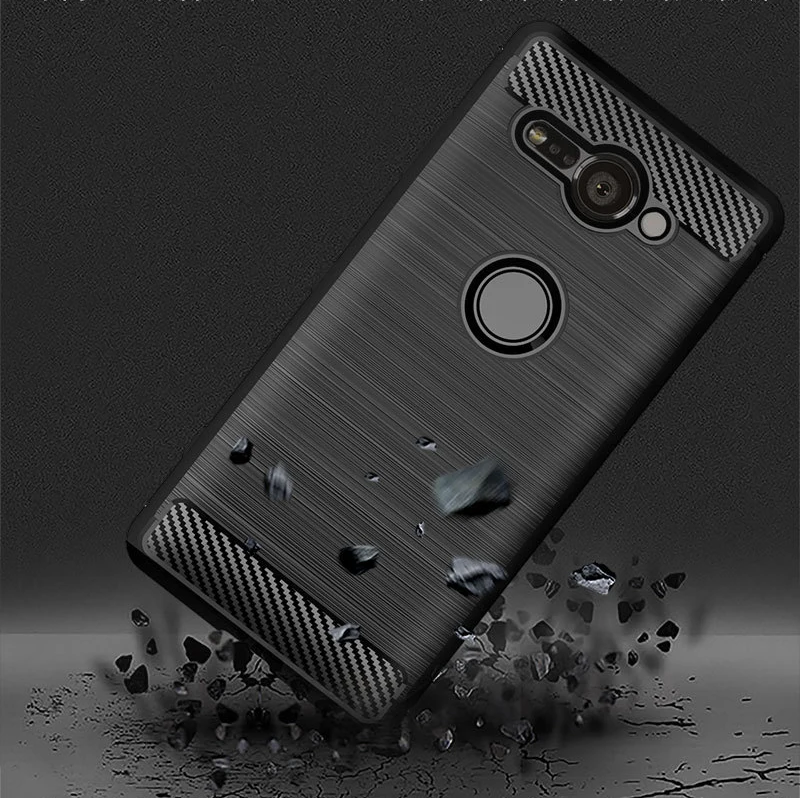 Armor Case For SONY XZ2 Brushed Carbon Fiber Texture Soft Silicone Phone Back Cover Xperia Compact/XZ2 Premium Capa |