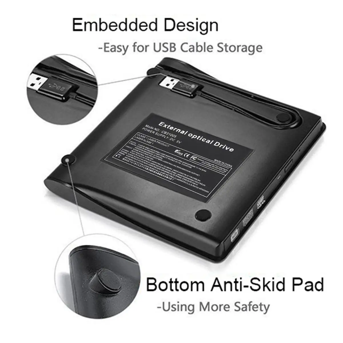Внешний USB2.0 DVD RW CD писатель Тонкий привод горелки ридер плеер для ПК ноутбука