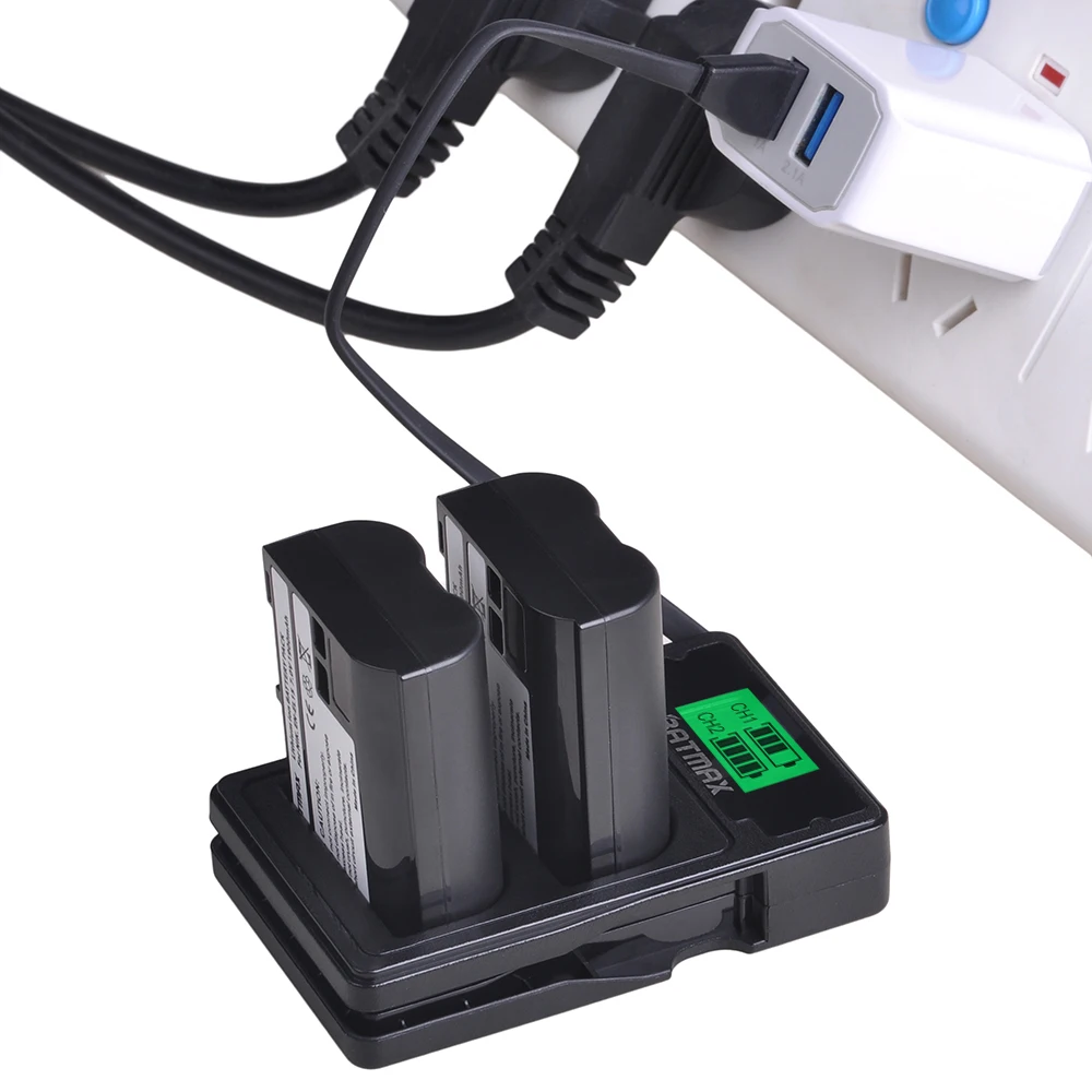 4 шт. аккумулятор для фотоаппарата + двойное зарядное устройство USB с портом Type-C