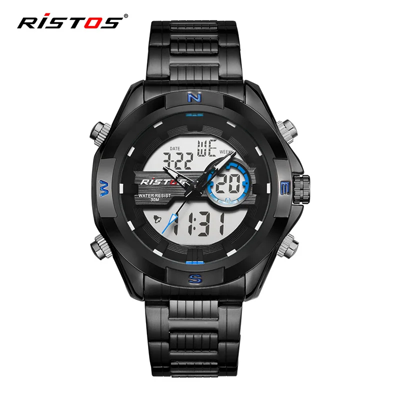 RISTOS многофункциональные мужские часы повседневные спортивные хронограф