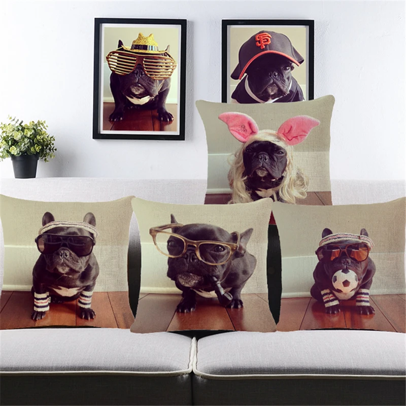 Бултерьер мопса щенка пуф пилоу хлопок лен декоративная подушка для броска