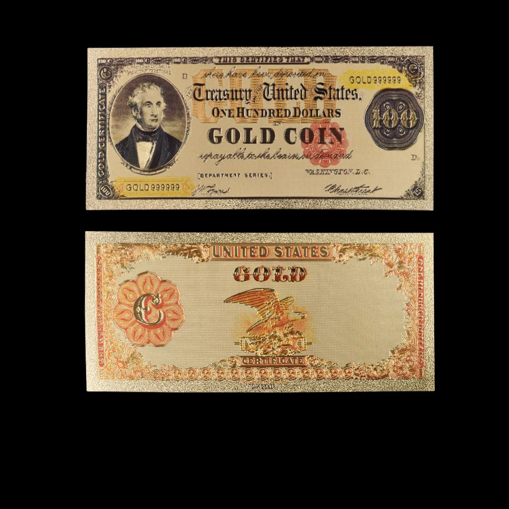 10 шт./лот долларовая Золотая банкнота США Набор 24k позолоченные 100 USD памятные